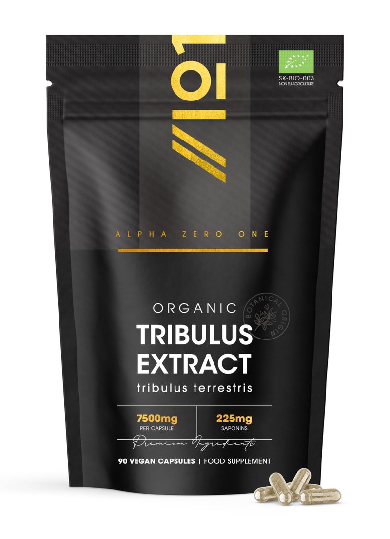 ALPHA01 Organic Tribulus Terrestris Extract 7500mg â€“ Standardised 45% Saponins - 90 Vegan Capsules â€“ Resealable and Recyclable Pouch by Alpha01 - Image 1